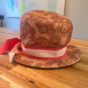 Susan-Frank Original Pink Woven Church Derby Funeral Costume Hat 20”